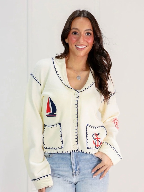Bailey Rose Sweaters - The Bailey Rose Anchor Patch Cardigan